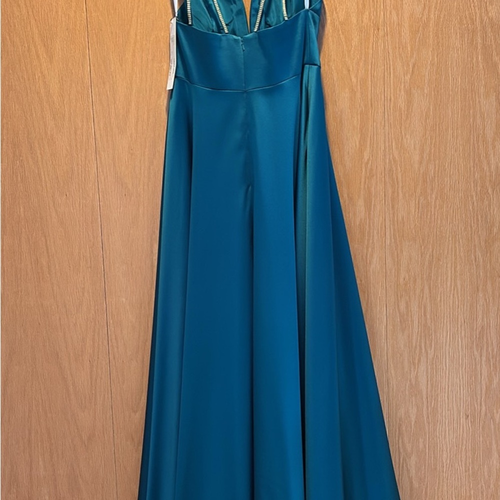 JVN by Jovani Teal Backless Dress
